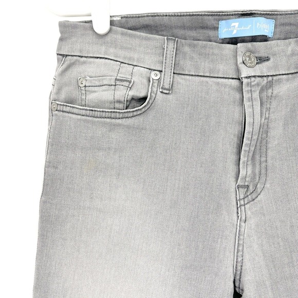 7 for all mankind Women's Skinny Raw Hem Mid Rise Grey Denim Jeans Size 29x28 - Picture 5 of 9